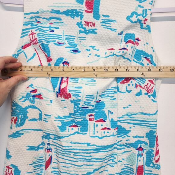 Lilly Pulitzer Delia Shift Dress Size 2 Watchout Lighthouse Print Preppy Coastal - Picture 7 of 12